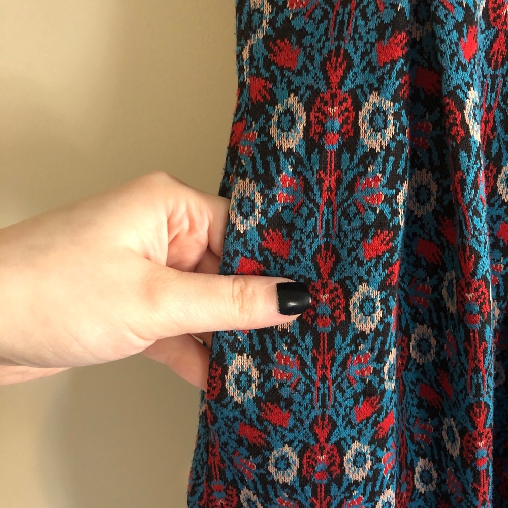LuLaRoe Short Sleeve Red and Blue Fit and Flare Amelia Dress - Picture 4 of 7